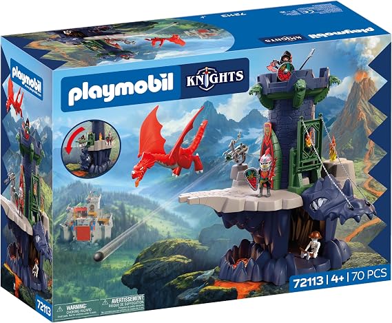 Playmobil | Knights | Dragon Knights Tower | Tower with Dragon, Drawbridge & Dragons Head Cave | Knights Castle Toy for Children Aged 4+ | 72113