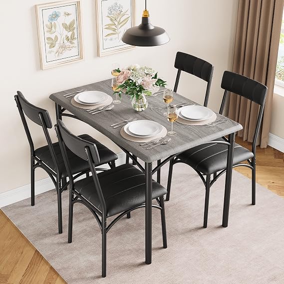 CABIHOME 5-Piece Dining Table Set for 4, Rectangular Kitchen Table & Chairs