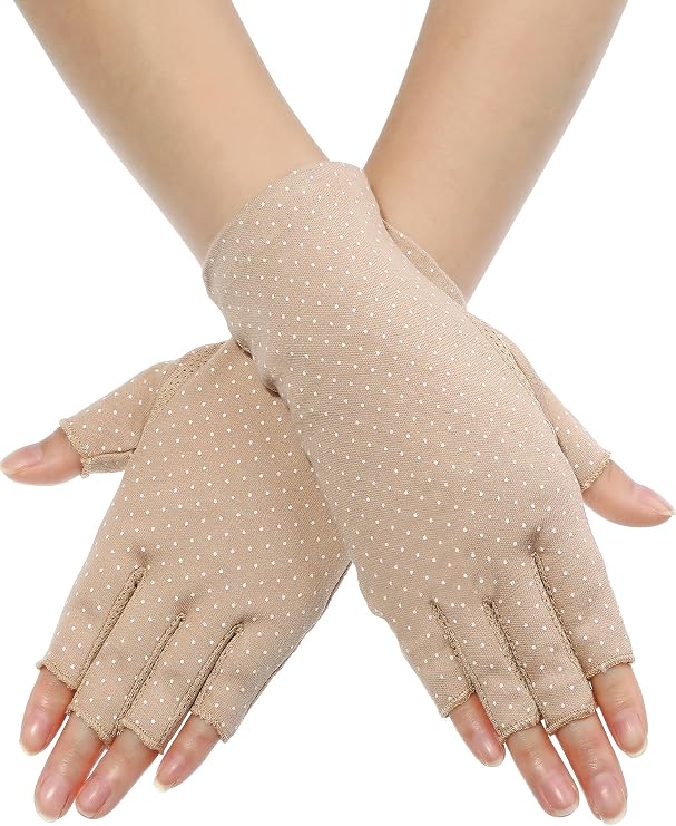 Maxdot Sun Gloves for Women UV Protection Fingerless Non Slip Sunscreen Driving Gloves for Summer Outdoor