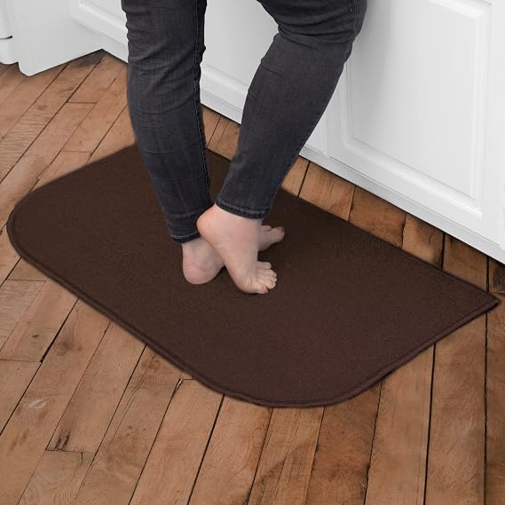 Ritz Solid Accent Rug: 18" x 30" Stain Resistant Kitchen or Living Room Floor Mat, Latex Backing, Machine Washable, Chocolate Brown