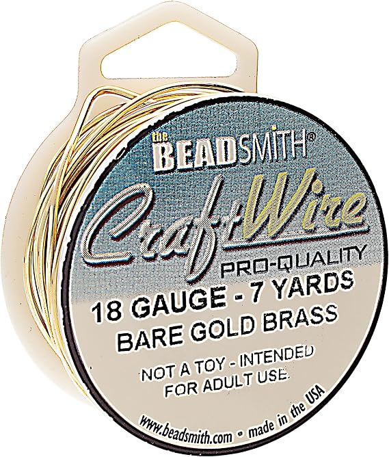 The Beadsmith Wire Elements Craft Wire Tarnish Resistant, Soft Temper, Round, Bare Gold Brass Color 1mm, 18 Gauge, 7 Yard Spool Jewelry Making, Wire Wrapping, Floral, Other DIY Crafts