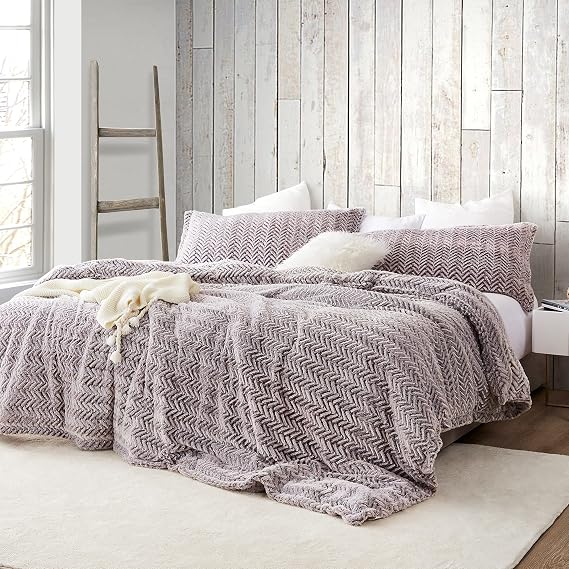 Cozy Peaks Coma Inducer Queen Oversized Comforter Set, Chevron Sierra | Experience Coma Worthy Sleep with Soft Plush Extra Large Bedding