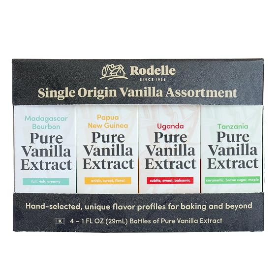 Rodelle Single Origin Vanilla Extract Gift Pack, Made in USA, 4 x 1 Fl Oz