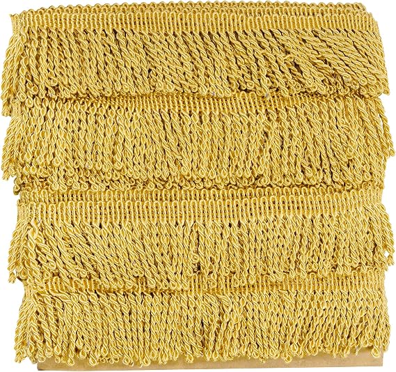 12 Yards Fringe Trim Curtain Fringes 2.5 Inch Wide Fabric Trims Tassel for Sewing Clothing DIY Crafts Home Decor (Gold)