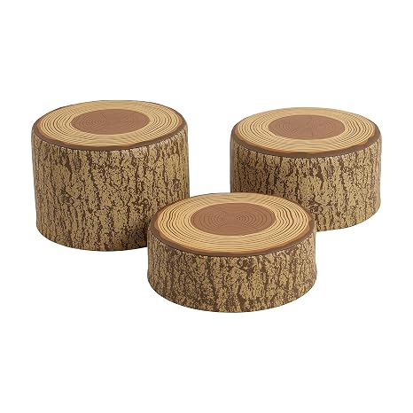 ECR4Kids SoftZone Tree Stump Stool Seating Set, Classroom Furniture, Chocolate, 3-Piece