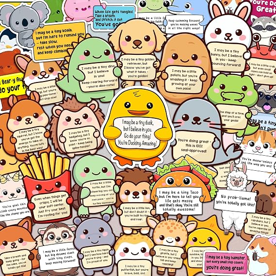 200PCS Emotional Support Animal Stickers by Puraesla Affirmation Sticker Pack for Adults or Kids Cute Inspirational Buddies for Water Bottles, Laptops, Phones, Positive Quote Vinyl