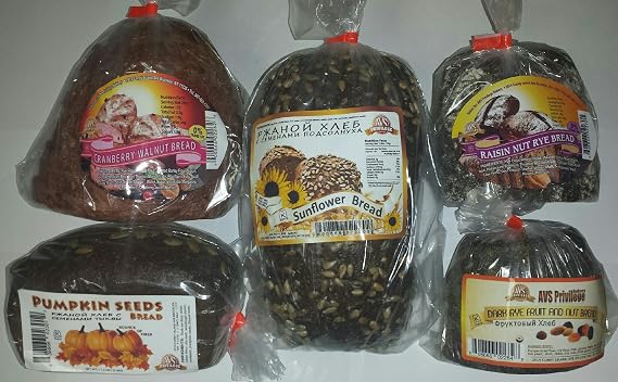 European Sweet Bread Sampler Inludes Cranberry Bread, Sunflower Bread, Pumpkin Seed Bread, Raisin Nut Bread, Fruit Nut Bread),