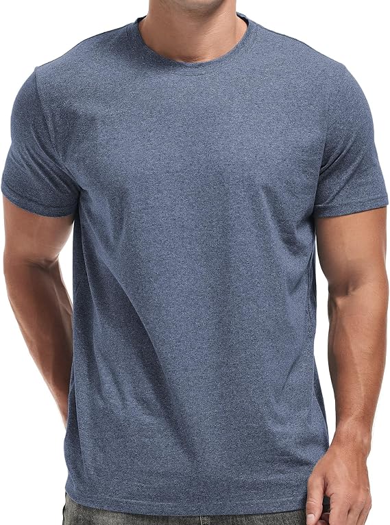 VEIISAR Men's Cotton Stretch T-Shirt, Midweight, Soft & Breathable, for Daily & Sports, All-Season
