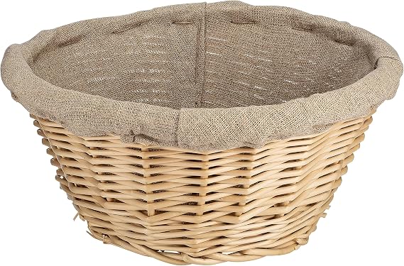 Matfer Bourgeat Banneton Linen-Lined Proofing Wicker Basket, Round, 9 1/2"