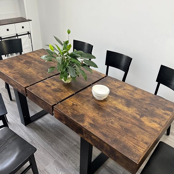 Expandable Dining Table,Wood Extendable Dining Room Table Extendable Kitchen Table, Kitchen Table, Long Dining Table for Kitchen