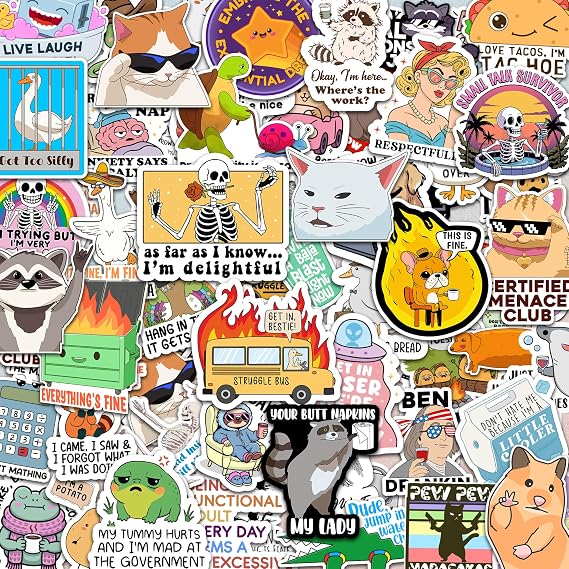 300PCS Funny Stickers for Adults - Delulu is Da Solulu Sticker Pack By Puraesla - Sarcastic Meme Decals for Best Friends, Co-Workers Waterproof Vinyl for Laptop, Water Bottle, Journal, Scrapbooking