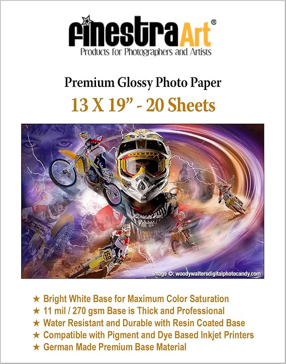 13" X 19" Premium Glossy Inkjet Photo Paper - 20 Sheets