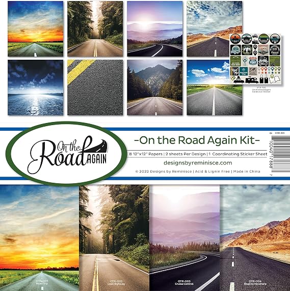 Reminisce On The Road Again Scrapbook Collection Kit, White, 12x12 inches
