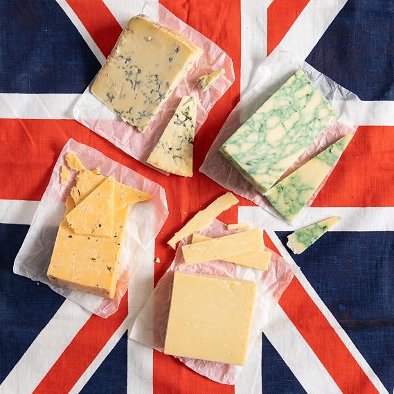 igourmet British Cheese Assortment - Includes 4 Impressive English Cheeses: British Cheddar Cheese, Crumbly Blue Stilton Cheese, English Derby Cheese, and The Incredible Cotswold Cheese