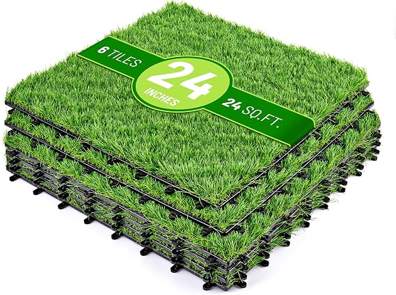Sorbus Interlocking Artificial Grass Tiles (6 Pack)