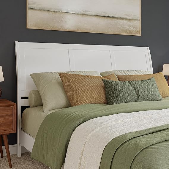 AFI, Portland King Sleigh Solid Wood Panel Headboard, White
