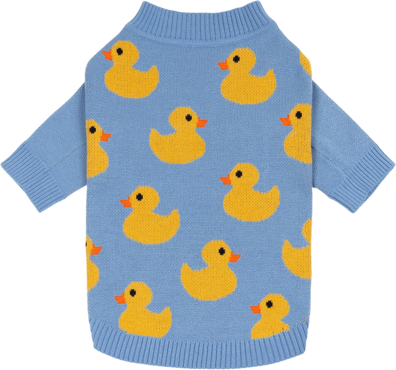 Fitwarm Funny Duck Dog Sweater, Thermal Dog Winter Clothes for Small Dogs Boy Girl, Pet Outfit, Blue, Yellow, XL