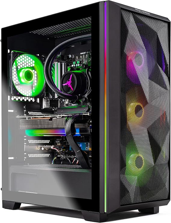 Skytech Gaming Skytech Chronos Gaming PC Desktop AMD Ryzen 7 5800X 3.8 GHz, NVIDIA RTX 4070 Ti, 1TB NVME SSD, 16GB DDR4 RAM 3200, 750W Gold PSU, 360mm AIO, 11AC Wi-Fi, Windows 11 Home 64-bit,Black