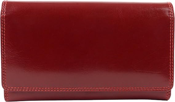 Visconti Women's Italian Leather Clasp Purse Wallet Onesize Italian Red