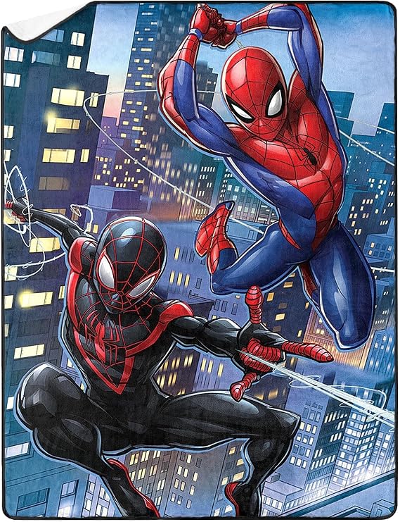 Northwest Marvel Spider-Man Into The Spider-Verse 2 Miles & Peter Silk Touch Lap Throw Blanket 46" X 60"