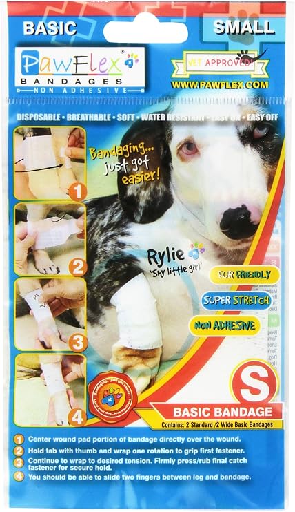 Pawflex Bandages Basic Bandages for Pets (2 Standard, 2 Wide) Small