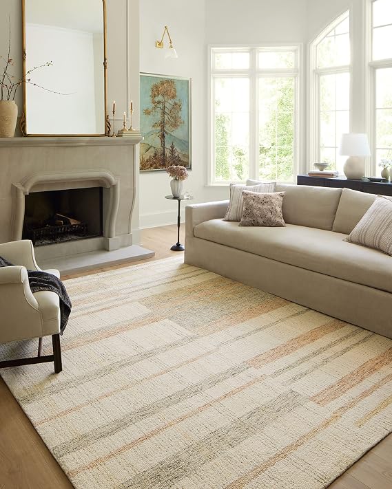 Loloi Chris Loves Julia Chris Natural/Multi 5'-0" x 7'-6" Area Rug | CHR-04 Approx. 5x7 Beige Living room Dining room Bedroom, Classic, Hand-Tufted, Tonal, Area Rug