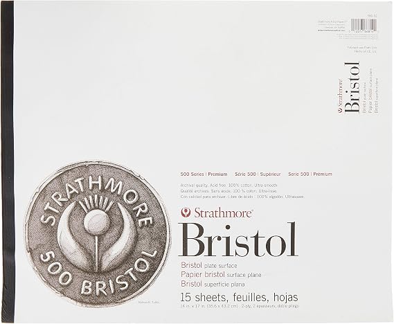 Strathmore (580-92 500 Series Bristol, 2-Ply Plate Surface, 14"x17", 15 Sheets