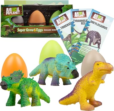 SCS Direct - Animal Planet Super Grow Dinosaur Eggs with Educational Fact Cards, APH-S1D613 - 3 Pack
