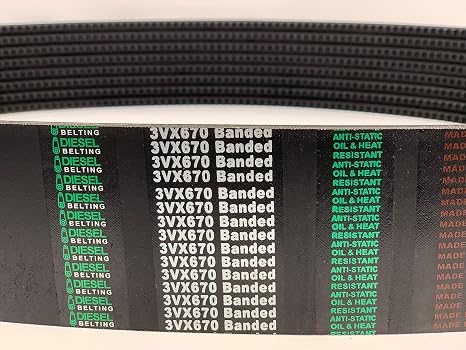 2/3VX670 Banded Cogged V-Belt 2 Bands, 67in OC Oil & Heat Resistant, Anti-Static Industrial Drive