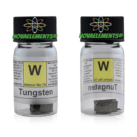 Tungsten Element 74 W, Pure Sample 5 Grams 99.99% in Glass Vial with Label