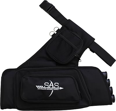 SAS Tube Archery Arrow Target Quiver with Two Zipped Pockets, One Binocular Pocket and Adjustable Waist Strap