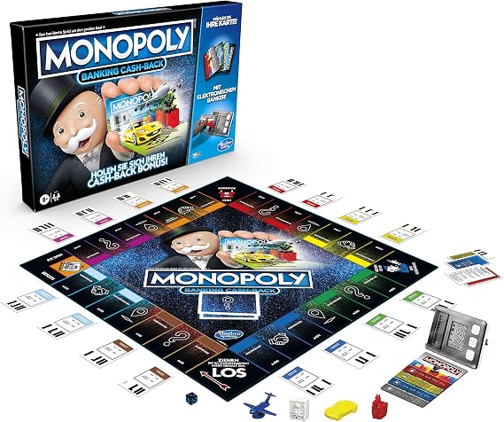 Monopoly Banking Back Board Game, Electronic Card Reader, Back Bonus, Cashless Numbers, Scan Technology, Ages 8 and Up