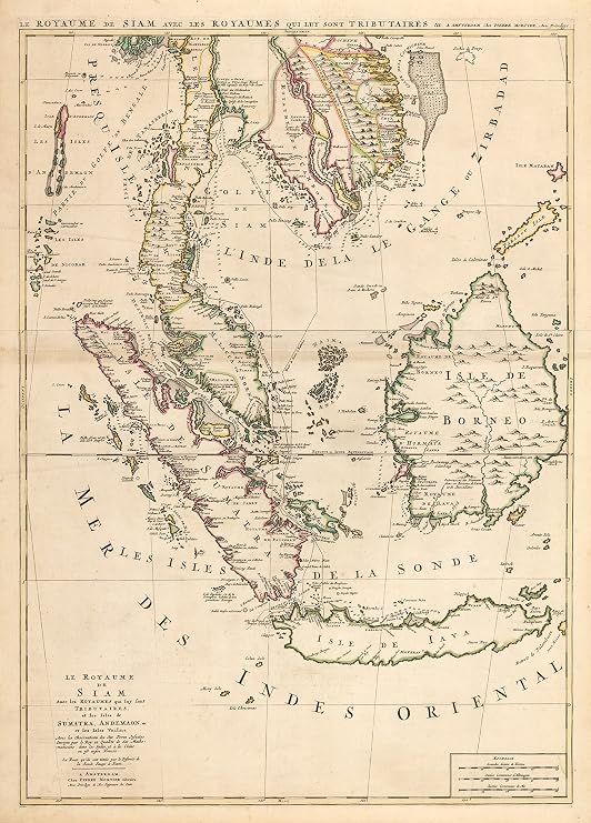 the Vintage Map Shop, Inc. 1700 Le Royaume de Siam Avec les Royaumes qui luy sont Tributaires et les Isles de Sumatra, Andemaon, etc. et les Isles Voisine...