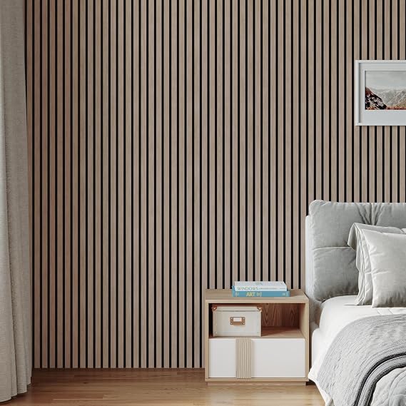 4pcs x 94.5" x 12.6" x 0.8" Acoustic Slat Wall Panels for Interior Wall Decor Walnut Wall Slat(4 Pack/33.07 sq.ft)