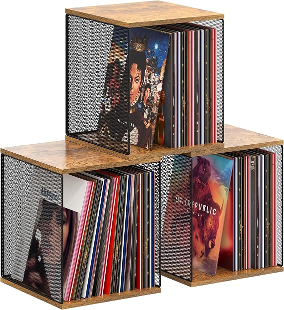 Dmevkic 3 Cube Vinyl Record Storage