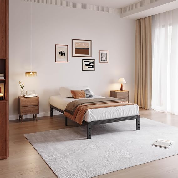 Twin Size Bed Frame 12" High Heavy Duty Platform Bed Frame,Sturdy Steel Frame,No Box Spring Needed,Noise-Free,Easy Assembly