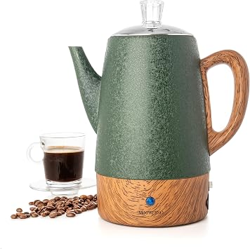 Mixpresso 10 Cup Percolator Coffee Pot Electric, Stainless Steel Coffee Percolator Electric With Keep Warm Function, Classic Perculator Pot With Removable Basket for Home or Office - Shiny Green