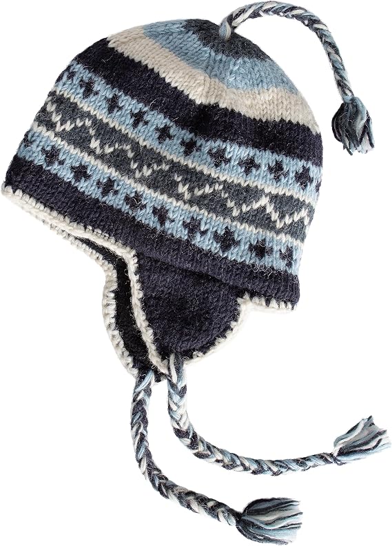 Hand Knit Sherpa Hat with Micro Fleece Lining and Eclectic Patterns, Handmade Winter Toque, Christmas Beanie, Made in Nepal
