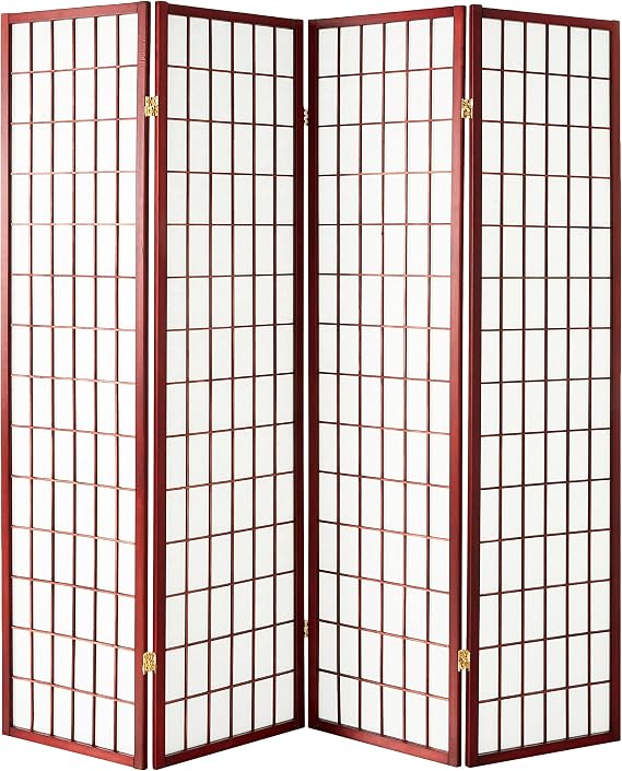 ORE International 4-Panel Room Divider, Cherry