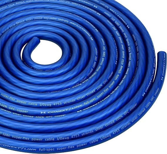 15 FT 1/0 AWG 0 GA Full Gauge Battery Power Cable Ground Wire Frost Blue OFC Copper