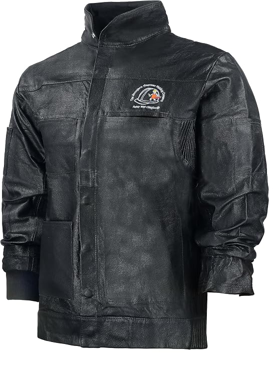 Strongarm Welding Jacket Leather - Flame-Resistant Black Heavy Duty Cow Grain Leather Welders Work Jacket for Men & Women