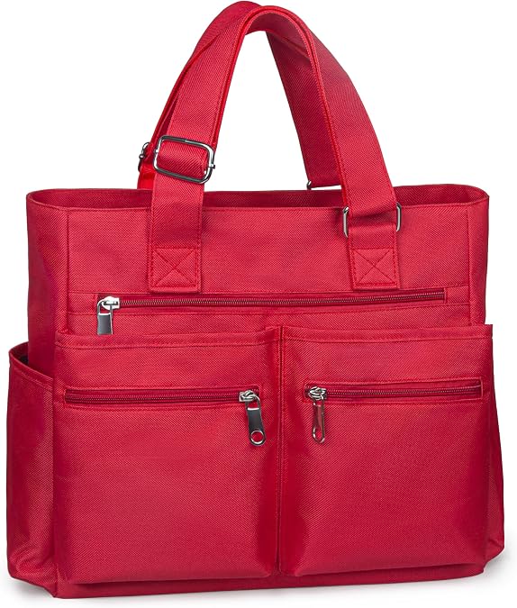 VOLGANIK ROCK Canvas Tote Bag Waterproof Nylon Multi Pocket Shoulder Bags Laptop Work Bag Teacher Purse Handbag for Women Men