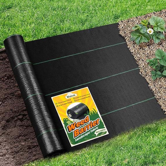 Winisok Weed Barrier Landscape Fabric Heavy Duty, 4FT x 300FT Thicken Garden Fabric Weed Mats, Durable Weeds Control Mulch Breathable Weed Cloth for Landscaping Weed Blocker Garden Bed Cover