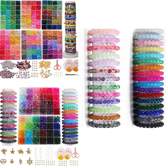 XJRLUK Clay Beads/Glass Beads for Bracelet Jewelry Making kit