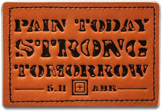 5.11 Tactical Patch - Strong Tomorrow Leather Patch, Hook-Back Adhesion, Laser-Cut to Size, Brown, Style 92271