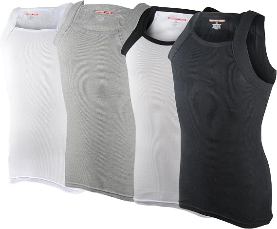 Different Touch Men's Ribbed Tank Tops Square Cut Muscle Ribbed Underwear Shirts