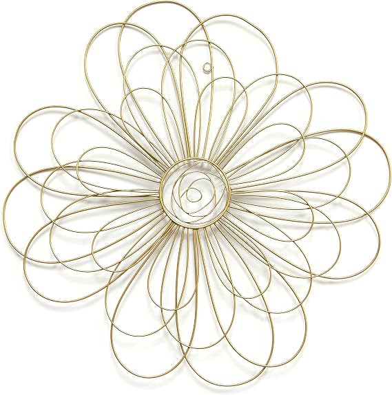 Stratton Home Decor S07729 Wire Flower Wall Decor, 21.50 W x 0.50 D x 21.50 H, Gold