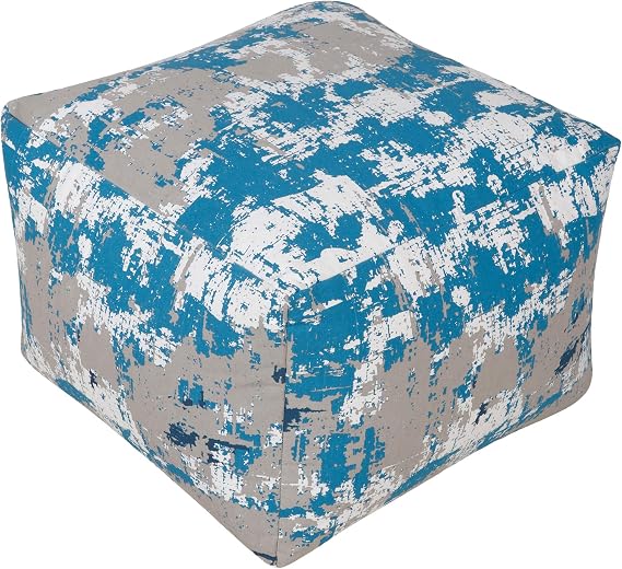 Urban Lifestyle Printed Decorative Pouf, BLUE/WHITE