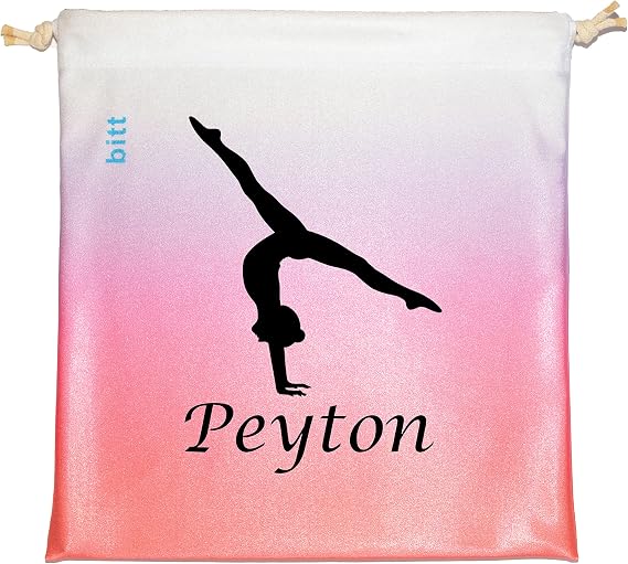 Bitt Sportswear Personalized Gymnastics Grip Bag with Split Handstand in Ombre Colors - Customized Bag with Crystals Option