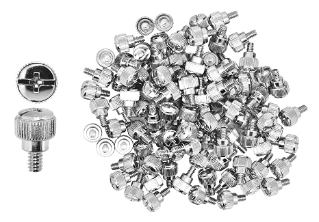 Mudra Crafts Silver Desktop PC Computer Building Case 6-32 Repair Mounting Thumb Screw Assortment Kit, 100 PCs